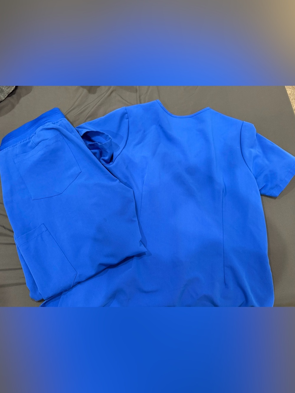 Mandala Women’s V-Neck Scrub Top and Pants Set in Royal Blue - Picture 2 of 5